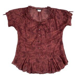 Peruvian Collection 100% Silk Jungle Print Top Sz Medium
